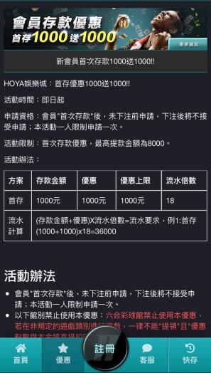 HOYA娛樂城首儲優惠